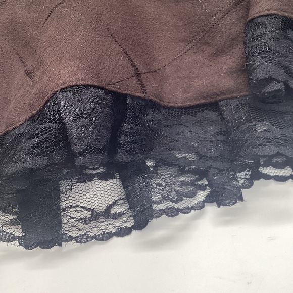 Brown Suede Sz 8 Skirt + Top Day of The Day Costume Mask Hair Clips Halloween - Picture 12 of 14